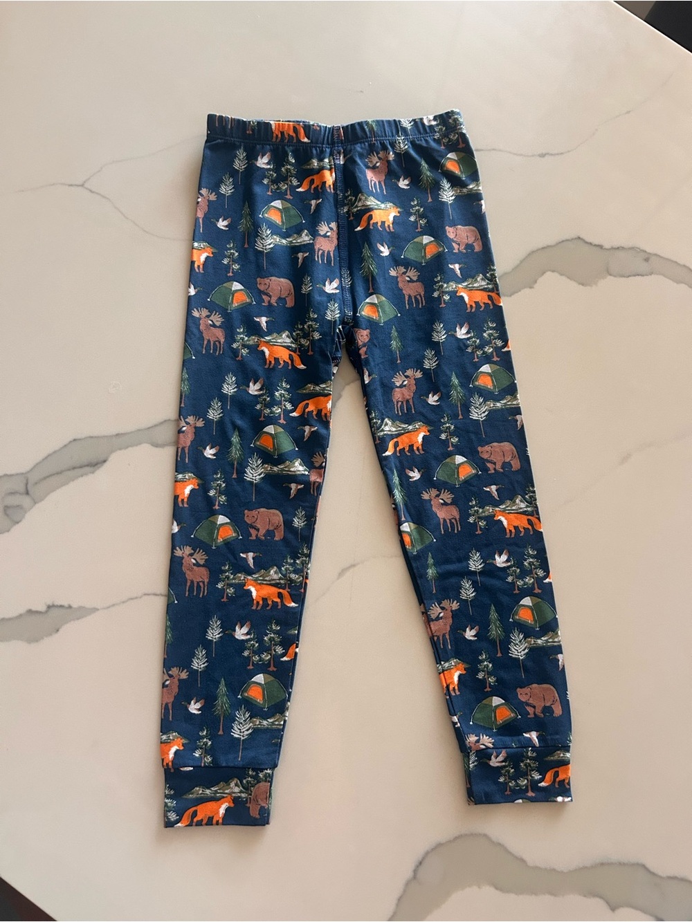 Kids Navy Forest Animal Bamboo Bottoms - Fox, Bear & Moose Print